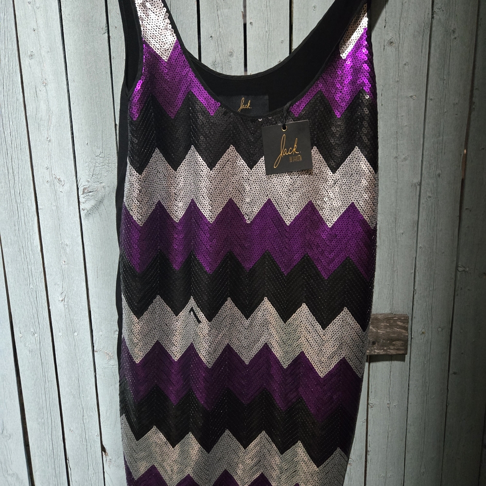 Jack by BB Dakota Purple and Silver Chevron Midi Dress - Picture 4 of 6
